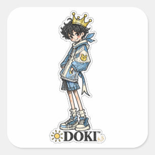 DOKI™ Sonnenprinz Original-Charakter-Sticker Quadratischer Aufkleber
