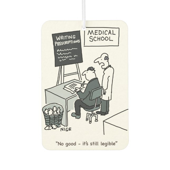 Doktor an der medizinischen Fakultät, der ein Reze Autolufterfrischer (Vorderseite)