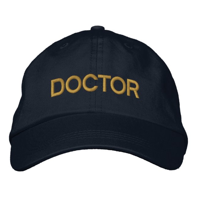 Doktor bestickt Baseballhut - Marine und Gold Bestickte Kappe (Vorderseite)