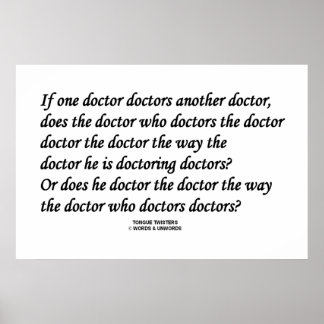 Doktor, der einen anderen Arzt (Tongue Twister) Poster