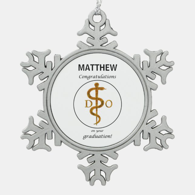 Doktor der Osteopathie Abschluss Herzlichen Glückw Schneeflocken Zinn-Ornament (Vorderseite)