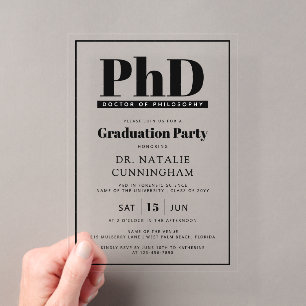 Doktor der Philosophie Promotion Acryleinladungen