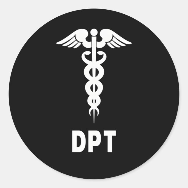 Doktor der Physikalischen Therapie Dpt Caduceus Sy Runder Aufkleber (Vorderseite)