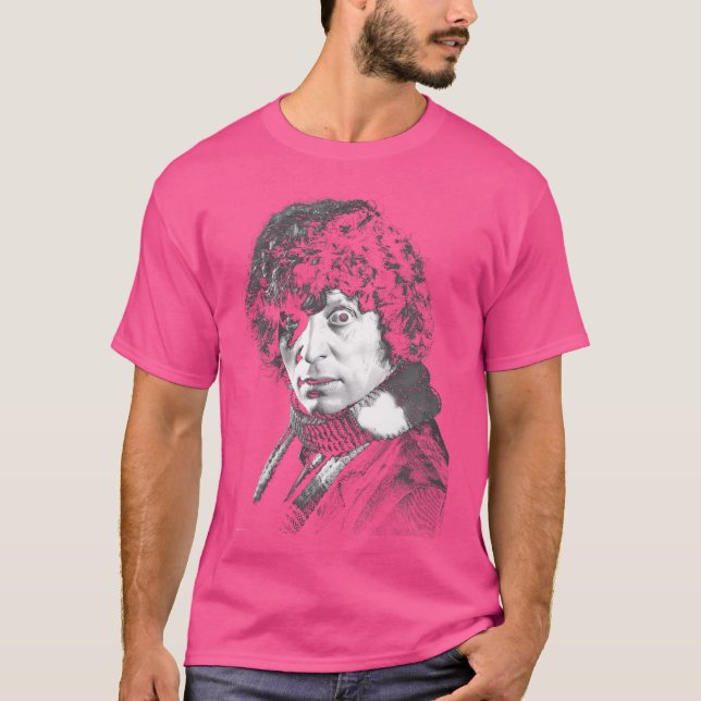 Doktor, der Tom Baker Staring Schwarz-weiß T-Shirt (Vorderseite)