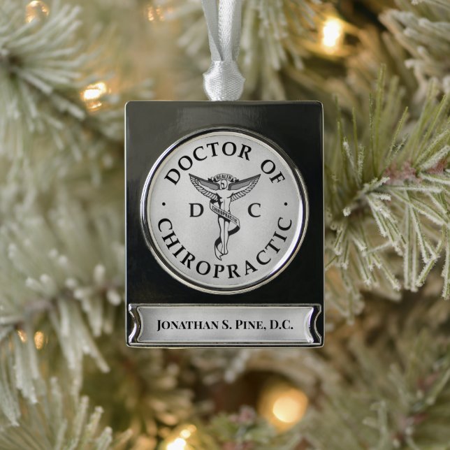 Doktor des Chiropraktischen Emblems Banner-Ornament Silber (Baum)