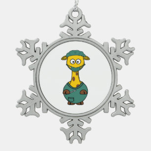Doktor Giraffe Schneeflocken Zinn-Ornament