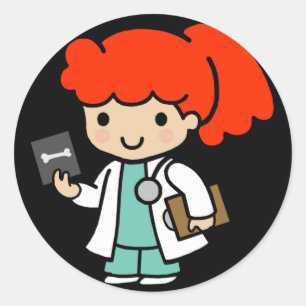 Doktor Girl mit Xray Runder Aufkleber