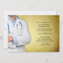 Doktor Graduation Party Gold White Coat Einladung