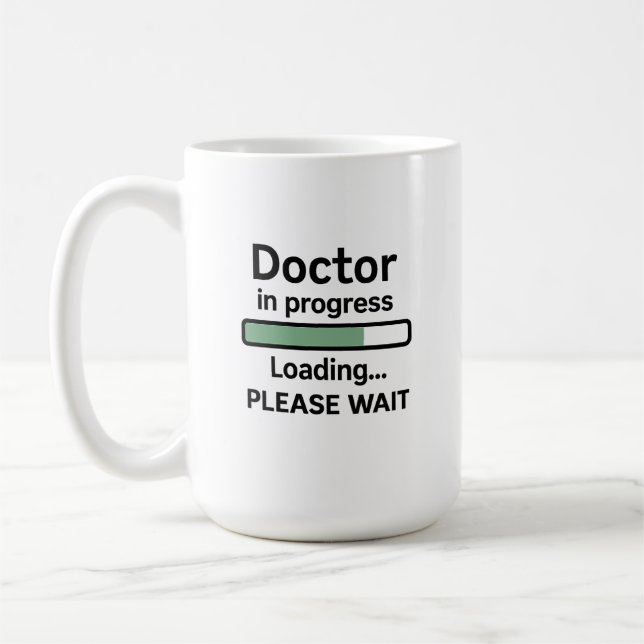 Doktor in Tasse zum Laden von Dokumenten (Links)