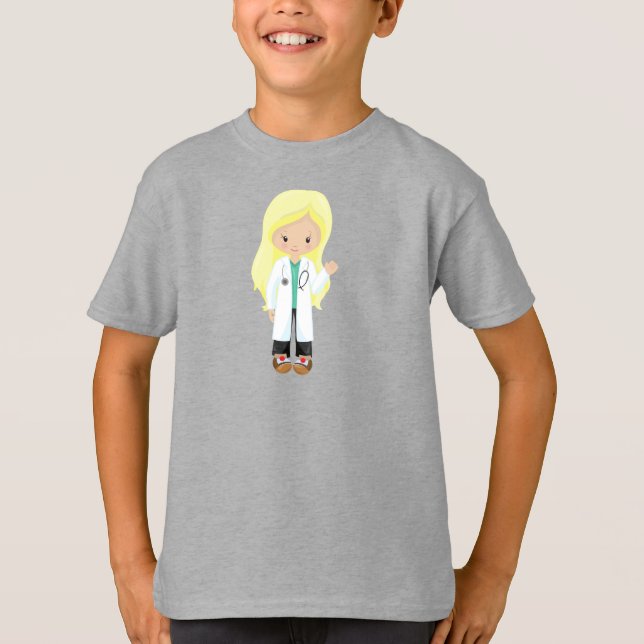 Doktor, Krankenschwester, Stethoskop, Labrador, Bl T-Shirt (Vorderseite)