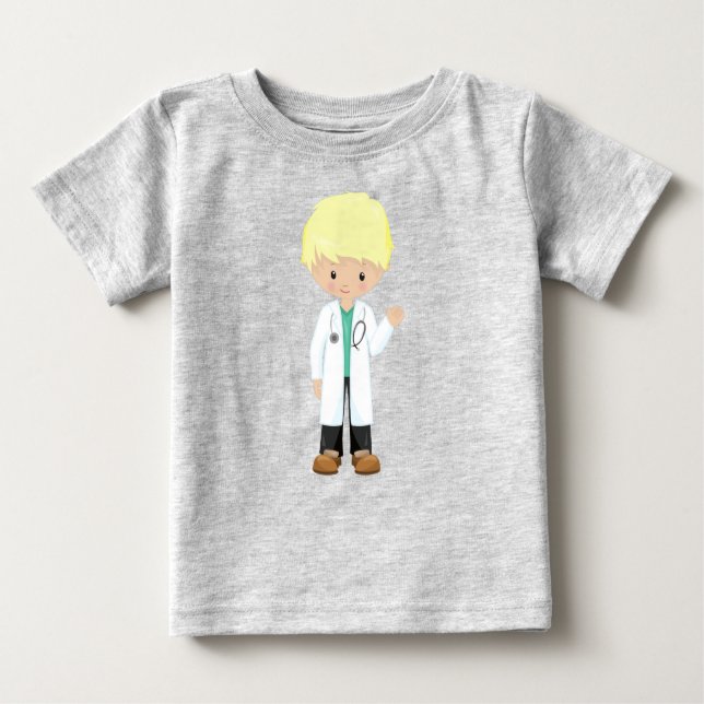 Doktor, Labrador, Medizin, Niedlicher Junge, blond Baby T-shirt (Vorderseite)