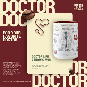 Doktor-Leben-Zweifarben-Keramikbecher Zweifarbige Tasse