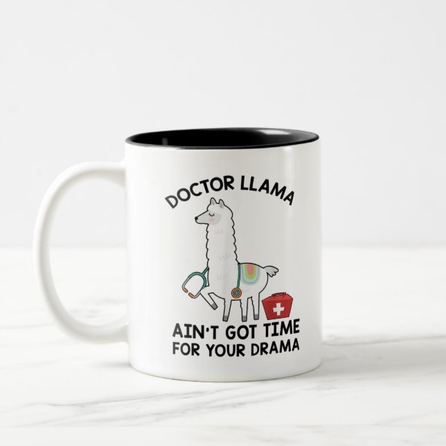 Doktor Llama Got keine Zeit für Ihren T - Shirt Zweifarbige Tasse (Links)