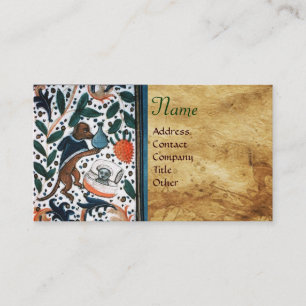 DOKTOR MIT KITTEN-Pergament-Monogramm Visitenkarte