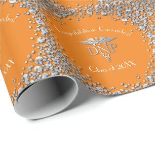 Doktor Nursing Practice Abschluss Orange Silber Geschenkpapier