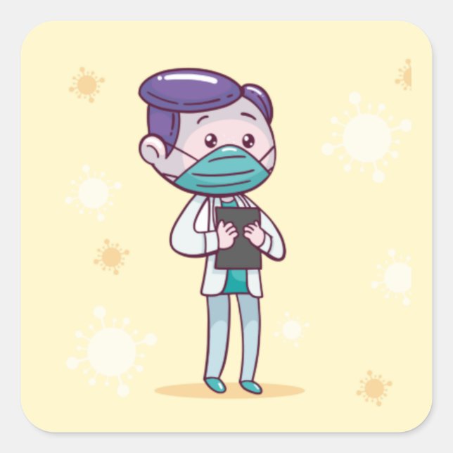 Doktor Quadratischer Aufkleber (Vorderseite)
