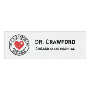 Doktor Rubber Stamp Heart ECG With Ihr Name Namenschild
