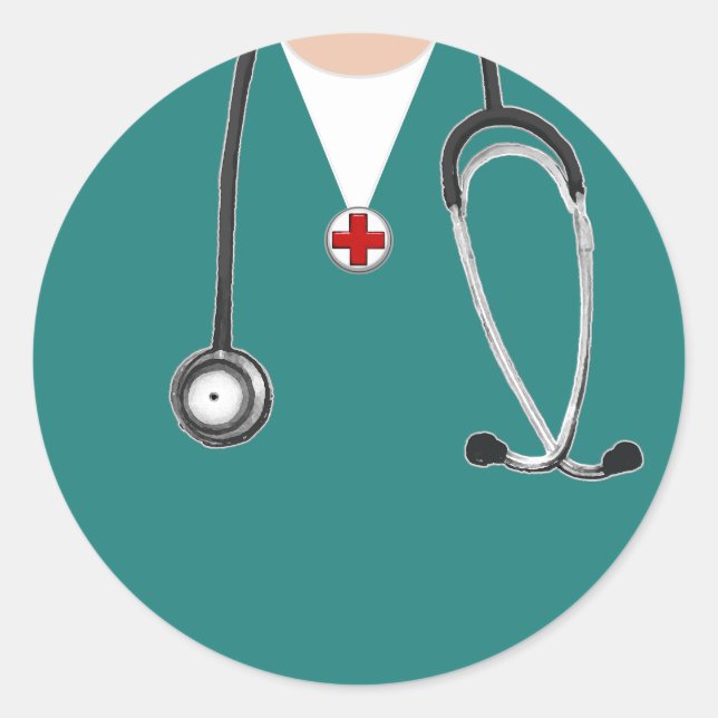 Doktor Scrubs Runder Aufkleber (Vorderseite)