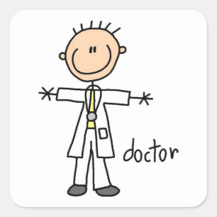 Doktor-Strichmännchen Quadratischer Aufkleber