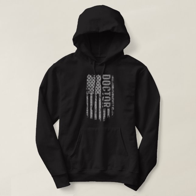 Doktor USA-Flagge Distressed-Design Hoodie (Design vorne)