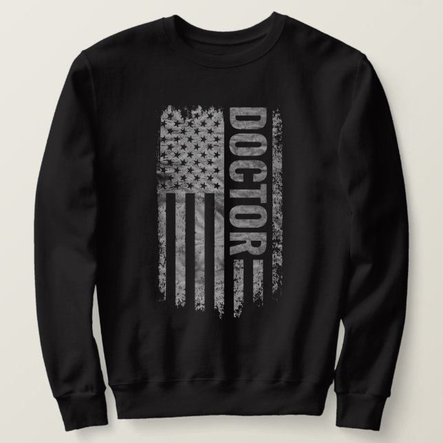 Doktor USA-Flagge Distressed-Design Sweatshirt (Design vorne)