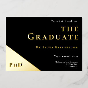 Doktorgrad Gold Schwarz Promotionfeier Folieneinladung