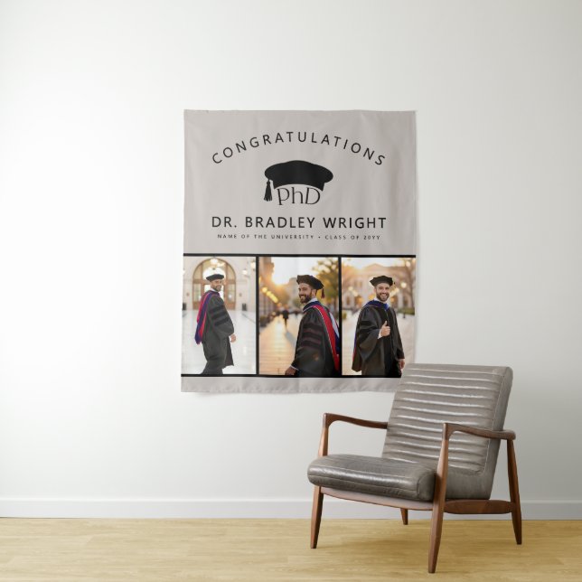 Doktorhut Promotionsabschluss Wandteppich (Beispiel)