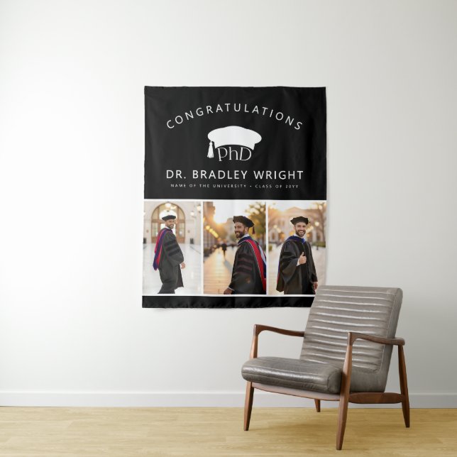 Doktorhut Promotionsabschluss Wandteppich (Beispiel)