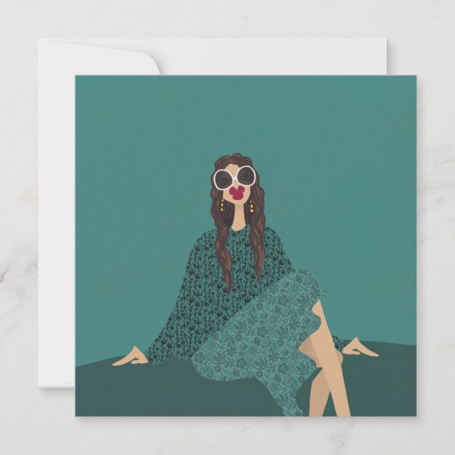 Dolce Far Niente Fashion Illustration Card Einladung (Vorderseite)