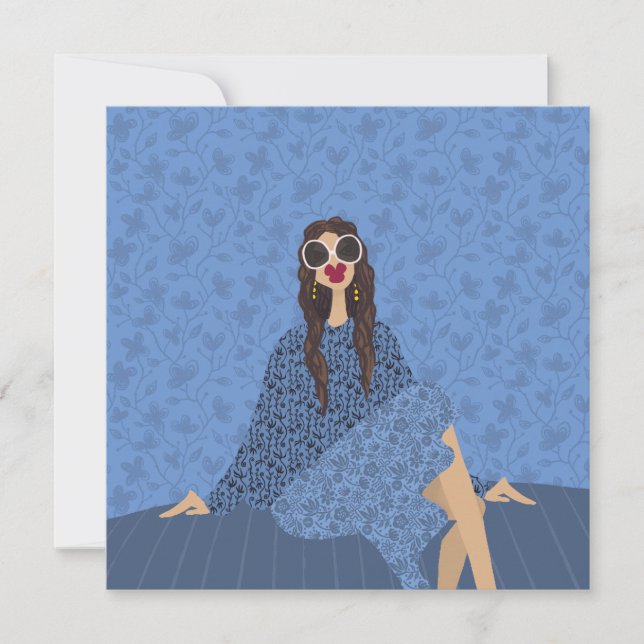Dolce Far Niente Fashion Illustration Card Einladung (Vorderseite)