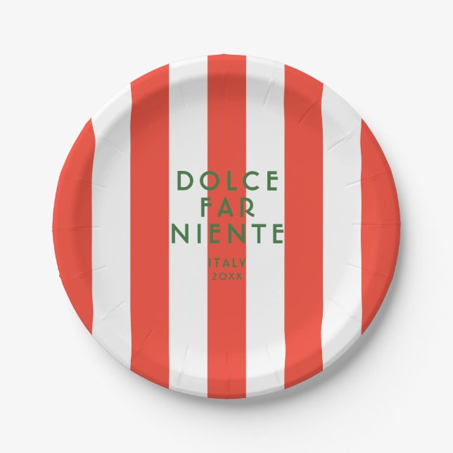 Dolce Far Niente Italien Rotes Cabana Party Pappteller (Vorderseite)