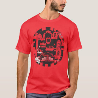 Dolce Vita Oldtimer und Architektur Illustrationen T-Shirt
