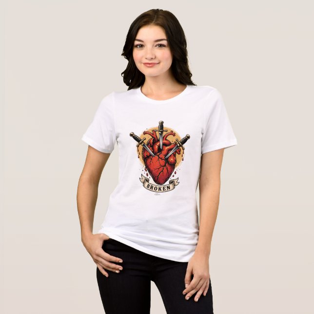 Dolchstoß Herz T-Shirt Tri-Blend Shirt (Vorderseite voll)