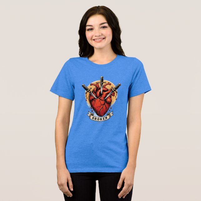 Dolchstoß Herz T-Shirt Tri-Blend Shirt (Vorderseite voll)