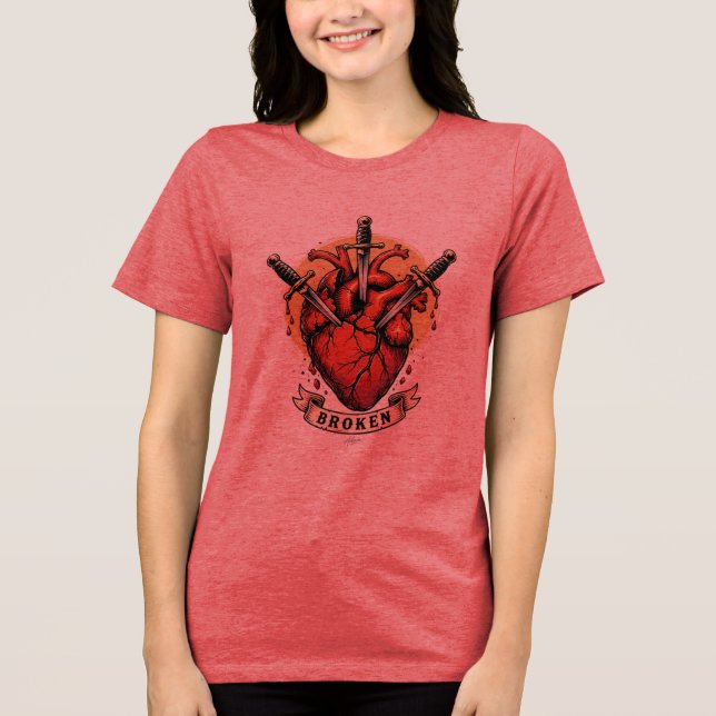 Dolchstoß Herz T-Shirt Tri-Blend Shirt (Vorderseite)