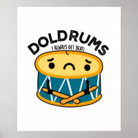 Doldrums Funny Sad Drummer Drum Puff