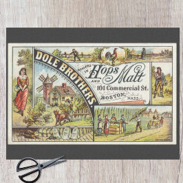 Dole Brothers Ad Hops and Malt Ephemeral Decoupage Seidenpapier