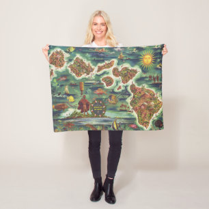 Dole-Karte 1950 von Hawaii Joseph Feher Fleecedecke