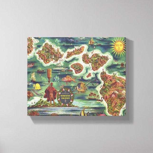 Dole Map of Hawaii 1950 ・ Joseph Feher Oil Paint Leinwanddruck (Vorderseite)