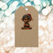 Doll Baby Christmas Elf Kraft Gift Tags