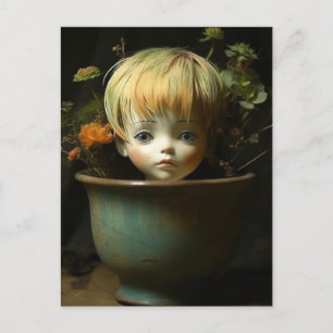 Doll Head Planter Postkarte