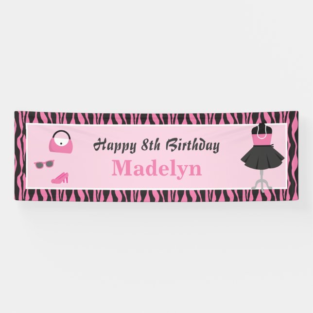 Doll Up Fashion Show Girls Geburtstagsparty Banner (Horizontal)
