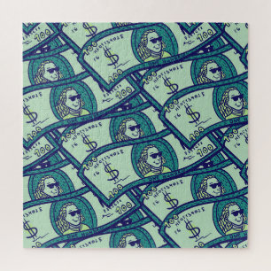 Dollar-Banknoten: Nahtloses Geldmuster Puzzle