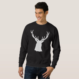 Dollar-Hirsch-Kopf-Geweih-Silhouette-Weiß-Rotwild Sweatshirt