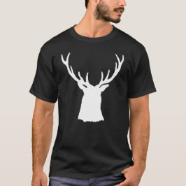 Dollar-Hirsch-Kopf-Geweih-Silhouette-Weiß-Rotwild T-Shirt