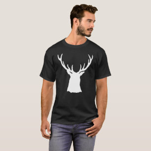 Dollar-Hirsch-Kopf-Geweih-Silhouette-Weiß-Rotwild T-Shirt
