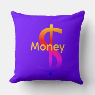 Dollar $ign Geld Logo Regenbogen Elektrisch Blau Kissen