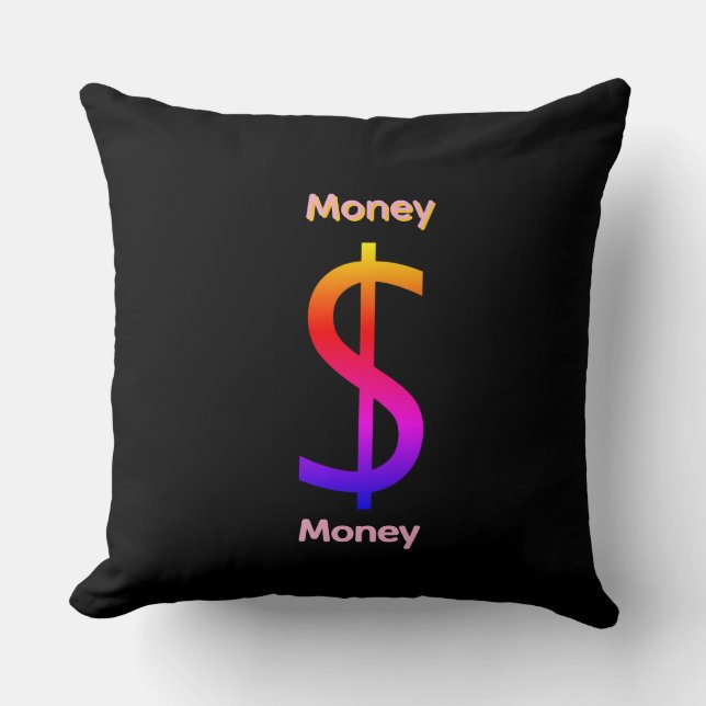 Dollar $ign Geld Logo Regenbogen Schwarz Kissen (Vorderseite)