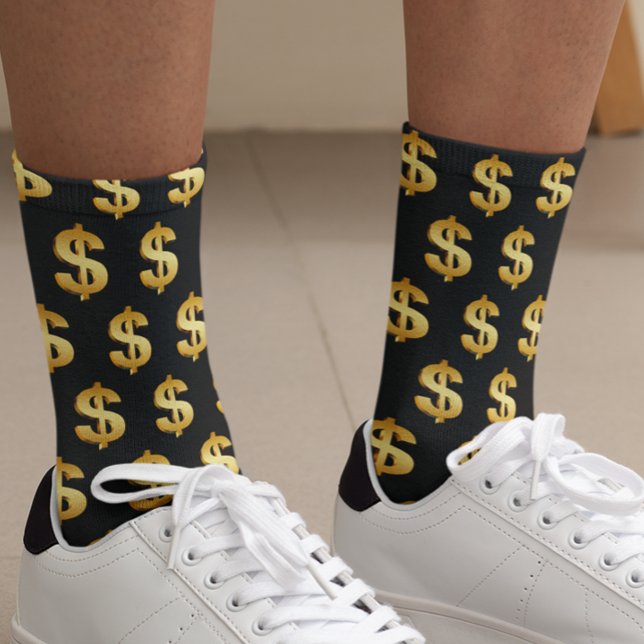 Dollar Sign Gold Black Fun Socks Socken (Von Creator hochgeladen)