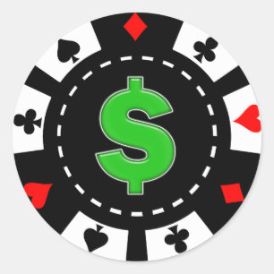 DOLLAR SIGN POKER CHIP RUNDER AUFKLEBER